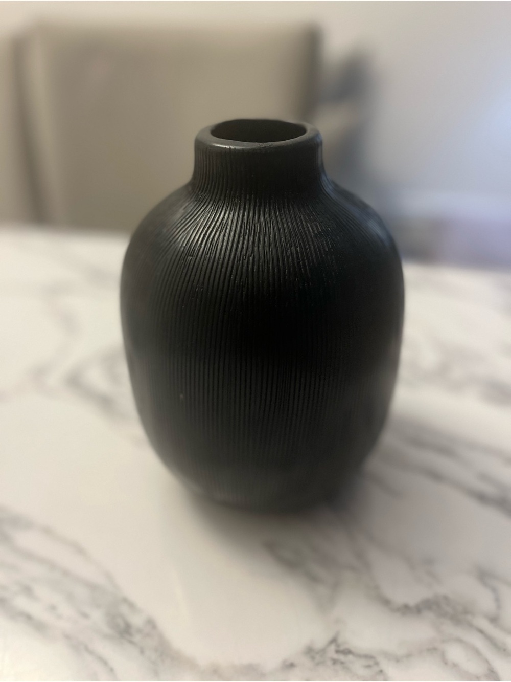 Black Textured Ceramic Vase - Unbranded